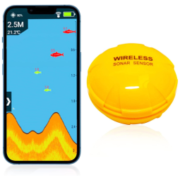 Sonar de Pesca Inteligente Portátil à Bateria, Duração de 10H até 80M com Bluetooth, VISUTI, Amarelo