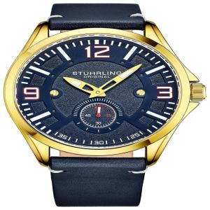 Relógio Masculino de Couro, STUHRLING 3934.5, Azul