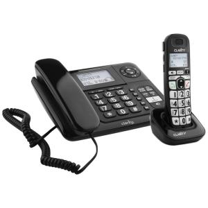 E814 Telefone sem Fio Expansível até 4 Aparelhos, Compatível com Aparelho Auditivo, 1 Ap, CLARITY 1126 E814CC, Preto