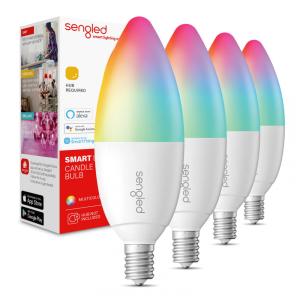 Zigbee Lâmpada LED Colorida Inteligente Wi Fi, Controle de Voz,450LM, 4W, 4 Un, SENGLED, Rosa