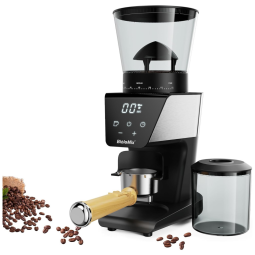 Moedor de Café Elétrico até 12 xícaras com Rebarba Cônica, Painel Digital e 30 Configurações de Moagem, 110V, Biolomix, Preto