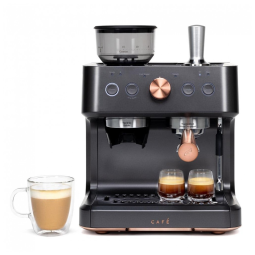 Máquina de Café Expresso Semi Automática com Moedor Embutido e Bocal de Leite, 110V, Cafe, Preto Fosco