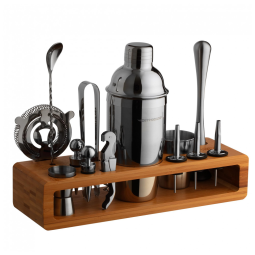 Mixology Bartender Kit Bn Profissional 23 Peças em Aço Inoxidável com Suporte e Livro de Receitas