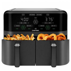 Fritadeira Elétrica Airfryer com 2 Cestos de 3L e Painel de Controle Digital, 110V 1700W, CHEFMAN, Preto