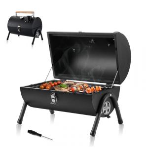 Churrasqueira a Carvão Dobrável com Termômetro e Chave de Fenda para até 4 Pessoas, HaSteeL, Preta