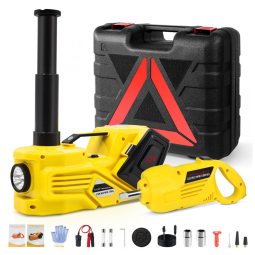 Kit de Macaco Elétrico ZS ZAISHANG 5 Toneladas 12V Alcance de Elevação de 13,5 cm com Chave de Impacto, Bomba de Inflar e Luz LED