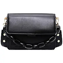 Bolsa Feminina de Ombro em Couro Sintético, ZOCILOR, Preto