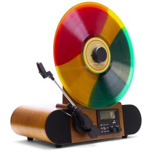 Vitrola Toca Discos com Plataforma Velocidades, sem fio, 78 RPM, 3, 110v, FUSE Rad Vert 3, Marrom