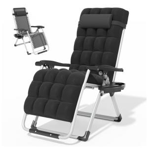 Cadeira Reclinável Ajustável Gravidade Zero com Apoio de Cabeça e Porta Copos, Magshion, Preto