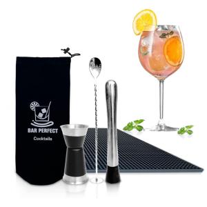 General Kit Bn Profissional 5 Peças em Aço Inoxidável com Tapete de Borracha, Prata