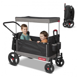 Carrinho de Passeio para 2 Crianças Multifuncional com Compartimento de zenamento, Radio Flyer, Preto