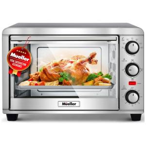 Forno Elétrico de Bancada AeroHeat com Controle de Temperatura e Temporizador, 1200w, Aço Inoxidável, 110v, MUELLER AUSTRIA, Prateado