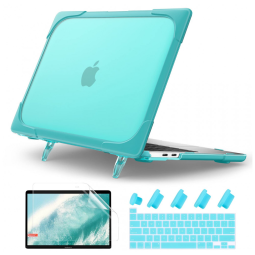 Capa Rígida Batianda MacBook Pro 13" Azul Claro – Modelos A2289, A2251, A2338 M1/M2 com Suporte Dobrável
