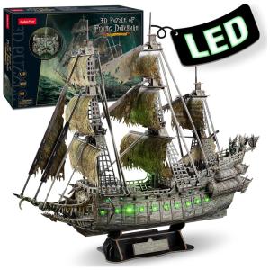 Quebra Cabeças 3D Navio Negro para Crianças e Adultos,180 Peças, CUBICFUN T4005h, Preto