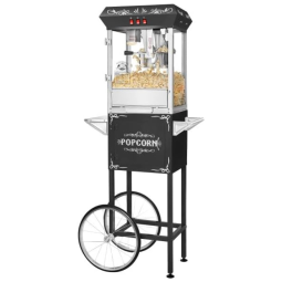 Carrinho de Pipoca Retro com Panela de 236 ml em Aço Inoxidável, 110V 850W, Superior Popcorn Company, Preto