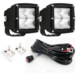 Farol de Milha LED Off Road com 8000 Lúmens e Luz Branca a Prova dAgua IP68 12V 24V, 80W, 2Un, BIGLION.X, Preto