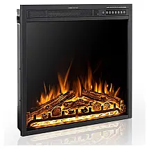 Lareira Elétrica Xbeauty de Embutir A59x76L Digital, Luz LED, Chama Ajustável 3D e Temporizador 110V, 1500W, Preta