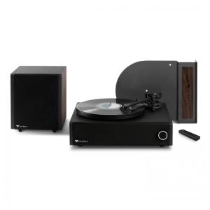 Sistema de Som com Toca Dicos de Vinil Integrado, Subwoofer sem Fio e Streaming Bluetooth 5.0, Victrola Premiere V1, Preto