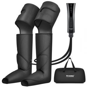 Massageador Elétrico de Compressão para Pernas e Pés 3 Modos e 3 Intensidades com Controlador Portátil, FIT KING FT012A, Preto