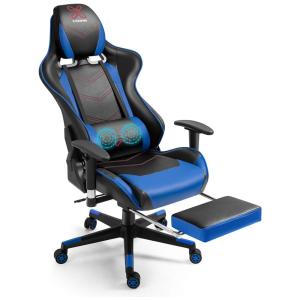 Cadeira Gamer Ergonômica X VOLSPORT Giratória com Suporte Lombar e Apoio para os Pés, Preta