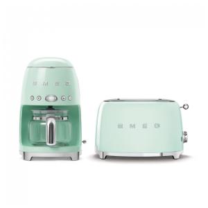 Conjunto Smeg Retro: Cafeteira de Filtro e Torradeira de 2 Fatias Verde Pastel