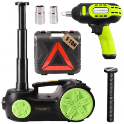 Macaco Elétrico Hidráulico ROGTZ Atualizado 5 Ton 12V Kit Portátil Elevação 53,1 cm com Chave de Impacto e Bomba Infladora para Troca de