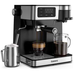Cafeteira Elétrica Expresso Automática 1.2L de Aço Inoxidável e Painel de LED, 1450W, 110v, GALANZ GLEC02S3CT14, Preto