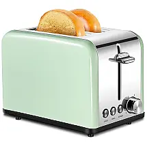 Torradeira Elétrica Retro 2 Fatias, Aço Inoxidável 825W, 110v, KEEMO, Verde