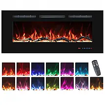 Lareira Elétrica VINEMOUNT 76x45cm 1500W 13 Cores LED Quartzo Embutir 110V