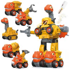 Brinquedo de Dinossauro: Presente de Aniversário de 5 Anos para Meninos - Kit de Transformação com Broca Elétrica 5 em 1 - Pruusky