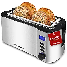 Torradeira Elétrica de 4 Fatias com 6 Níveis de Tostagem, 110v, ELITE GOURMET ECT4400B, Prateado