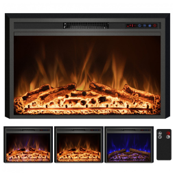 Lareira Elétrica de Embutir A69x101L cm com Controle Remoto, Cores de Chama Ajustáveis, Temporizador e Proteção Contra Superaquecimento