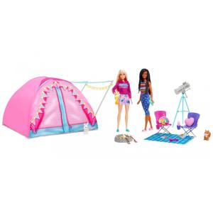 Boneca Barbie e Brooklyn Acampamento Malibu com 20 Acessórios, Rosa