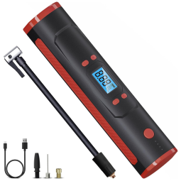 Compressor de Ar Portátil 150 PSI Recarregável com Tela LED e Bateria 6000mAh, 12V, TGBOX, Vermelho