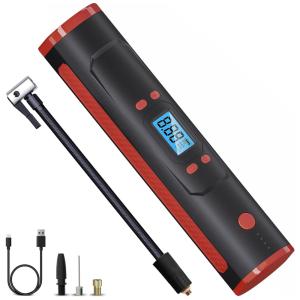 Compressor de Ar Portátil 150 PSI Recarregável com Tela LED e Bateria 6000mAh, 12V, TGBOX, Vermelho