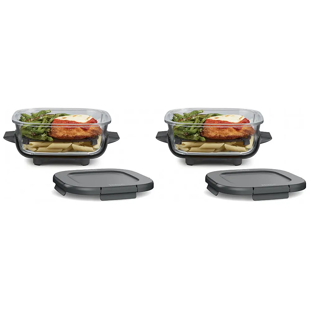 Conjunto de 2 Potes de Vidro Ninja TempWare de 1,4L com Tampa à Prova de Vazamentos