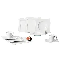 Aparelho de Jantar Villeroy & Boch NewWave 30 Peças Porcelana Branca Serviço para 6 Design Assimétrico