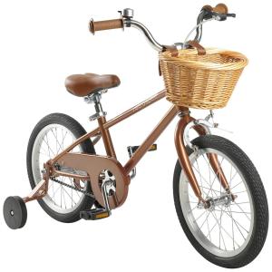 Retrospec Bicicleta Infantil Retrô com Rodas de Treinamento, Cesta e Sino, 4 a 6 anos, Marrom