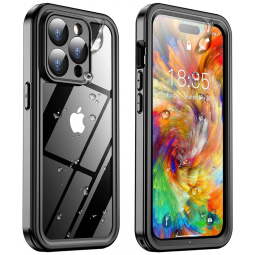 Capa para Iphone 14 Pro Max com Protetor de Tela Embutido e à Prova dÁgua, Temdan, Preta