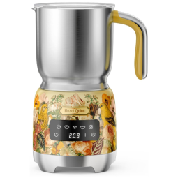 Hazel Quinn Espumador de leite: 5 Funções, Controle de Temperatura Variável, Design Floral, 400ml - Para Lattes e Cappuccinos Quentes