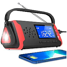 RunningSnail Rádio NOAA, AM, FM Portátil, Recarregável via Painel Solar, USB