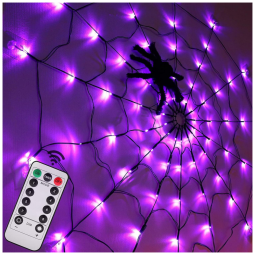 Pisca Pisca LED Teia de Aranha a Prova dÁgua com Controle Remoto, Roxo