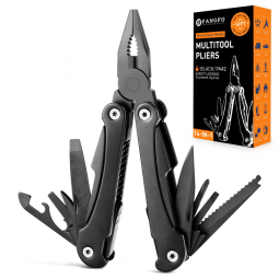Alicate Multifuncional 14 em 1, Aço Inoxidável com Estojo de Nylon, Fangfo, Preto