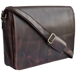 Rustic Town SFR151104ADN D Bolsa, Pasta de Couro Masculina para Laptop, Marrom