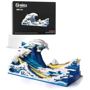 Kit de Construção A Grande Onda com 1830 Peças, Nifeliz, Azul