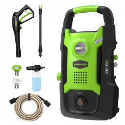 Lavadora de Alta Pressão Elétrica Greenworks Verde 1600 PSI 1,2 GPM Motor 13A com Mangueira Sem Emaranhamento GPW1602 120V
