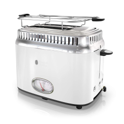 Torradeira Elétrica Retrô, Aço inoxidável, 2 fatias, Branca, 110v, RUSSELL HOBBS TR9150WTR, Branco