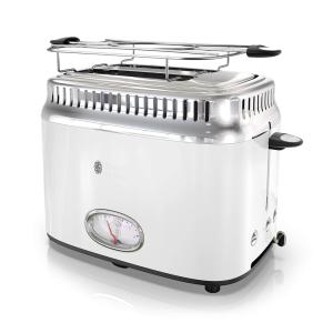 Torradeira Elétrica Retrô, Aço inoxidável, 2 fatias, Branca, 110v, RUSSELL HOBBS TR9150WTR, Branco