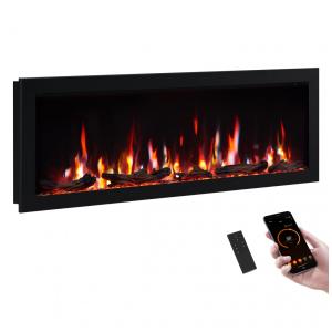 Lareira Elétrica de Embutir A45x127L cm com 9 Cores de Chama, Temporizador, Desligamento de Segurança, Compatível Alexa e Google Assistant