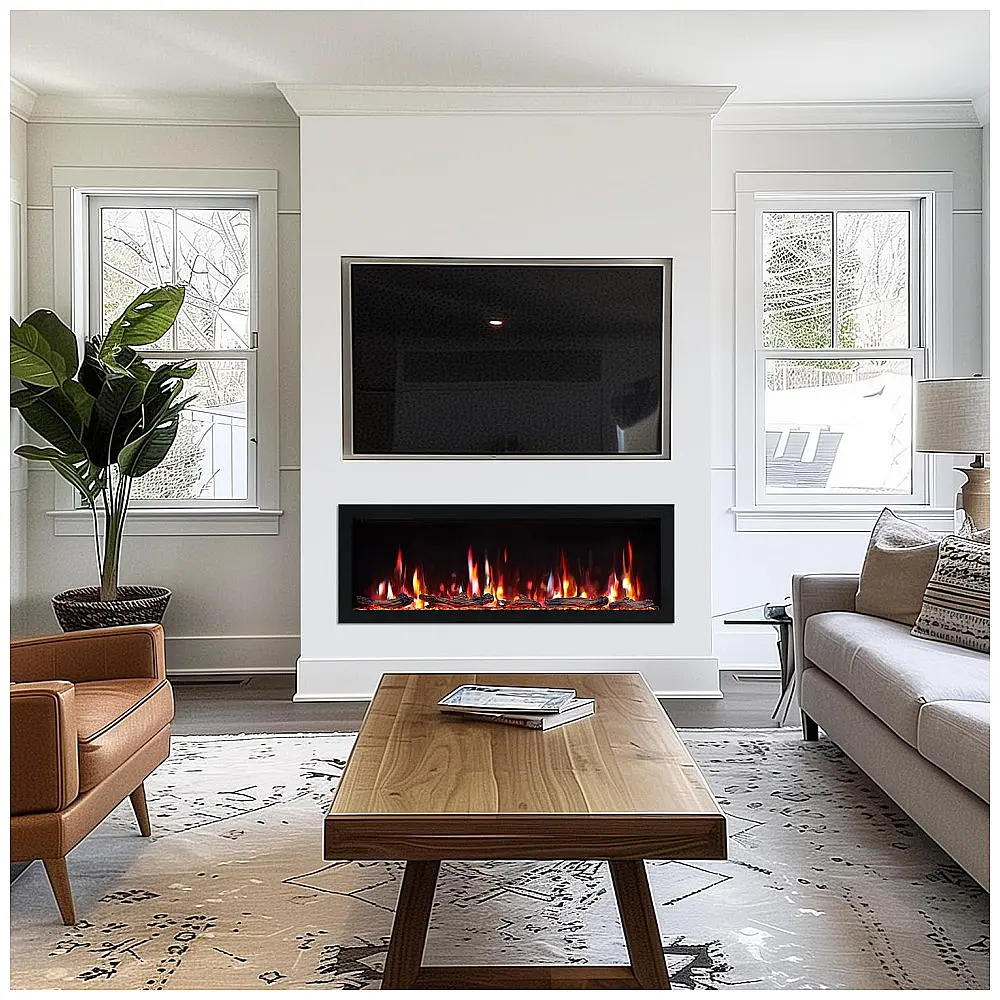 Lareira Elétrica PuraFlame 127x45cm 1500W WiFi Alexa 9 Cores Embutir 110V — foto 2